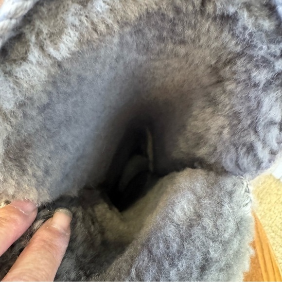 Mou Leather Shearling Crochet Stitch Extra Tall Boots Grey Platform Sole Size 5 - Picture 6 of 11